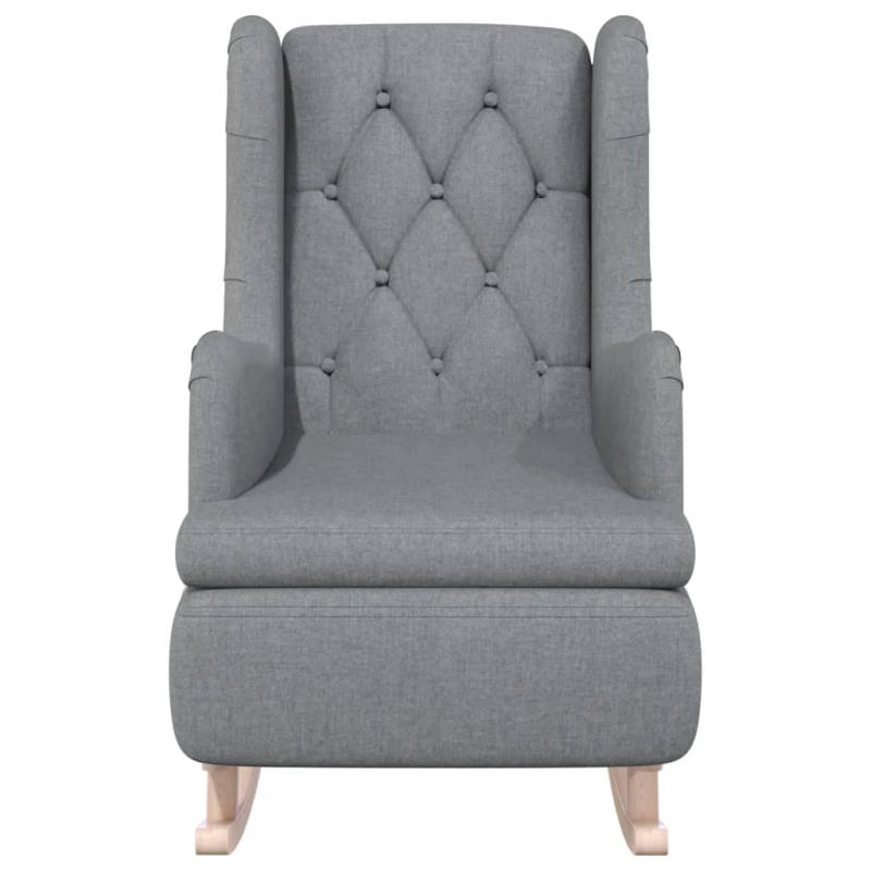 vidaXL šūpuļkrēsls ar masīva gumijkoka kājām, gaiši pelēks audums