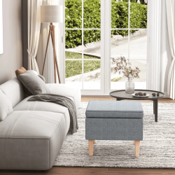 vidaXL soliņš ar koka kājām, gaiši pelēks audums