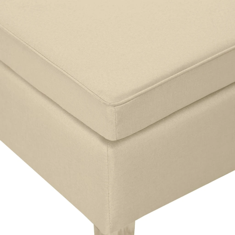 vidaXL soliņš ar koka kājām, krēmkrāsas audums