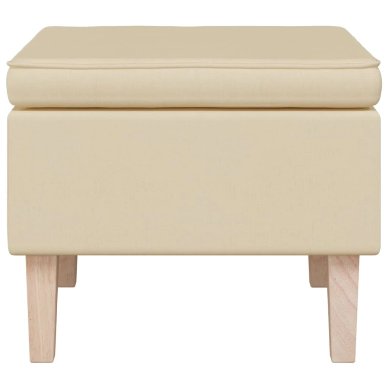 vidaXL soliņš ar koka kājām, krēmkrāsas audums