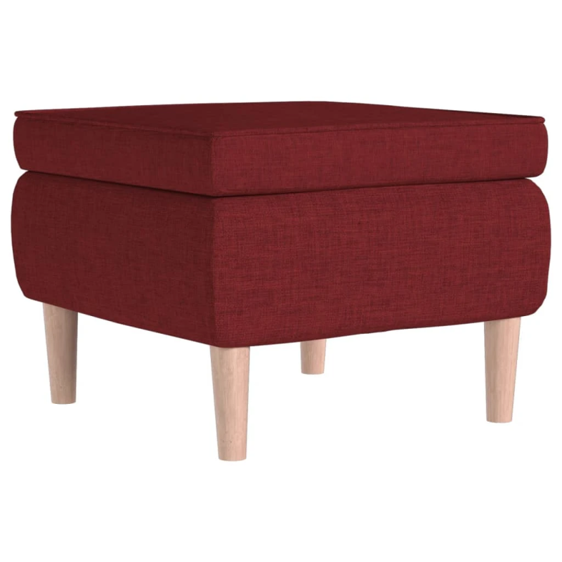 vidaXL soliņš ar koka kājām, vīnsarkans audums