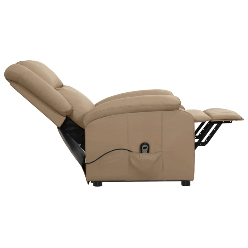 vidaXL atpūtas krēsls, paceļams, kapučīno krāsas mākslīgā āda