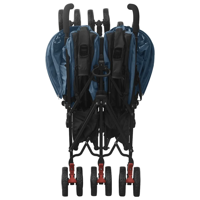 vidaXL dvīņu ratiņi, tumši zili, tērauds