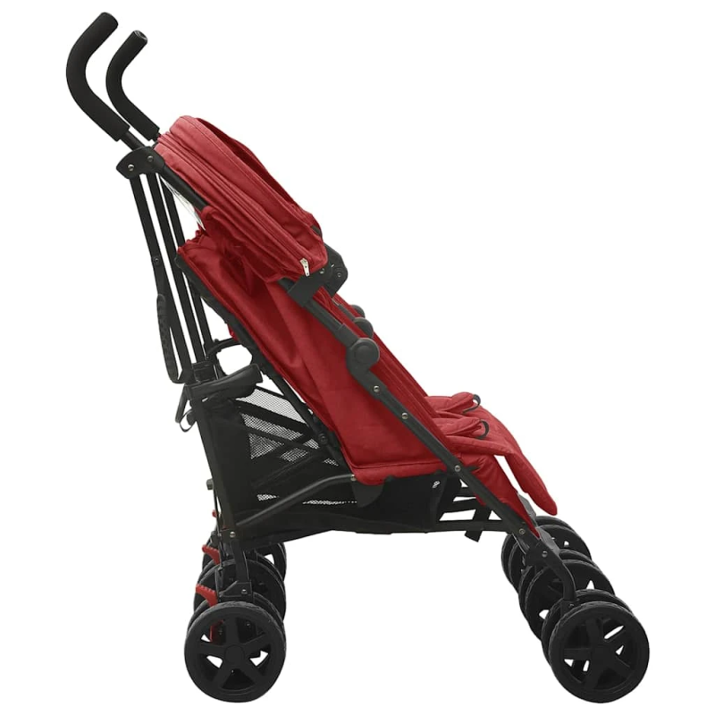 vidaXL dvīņu ratiņi, sarkani, tērauds