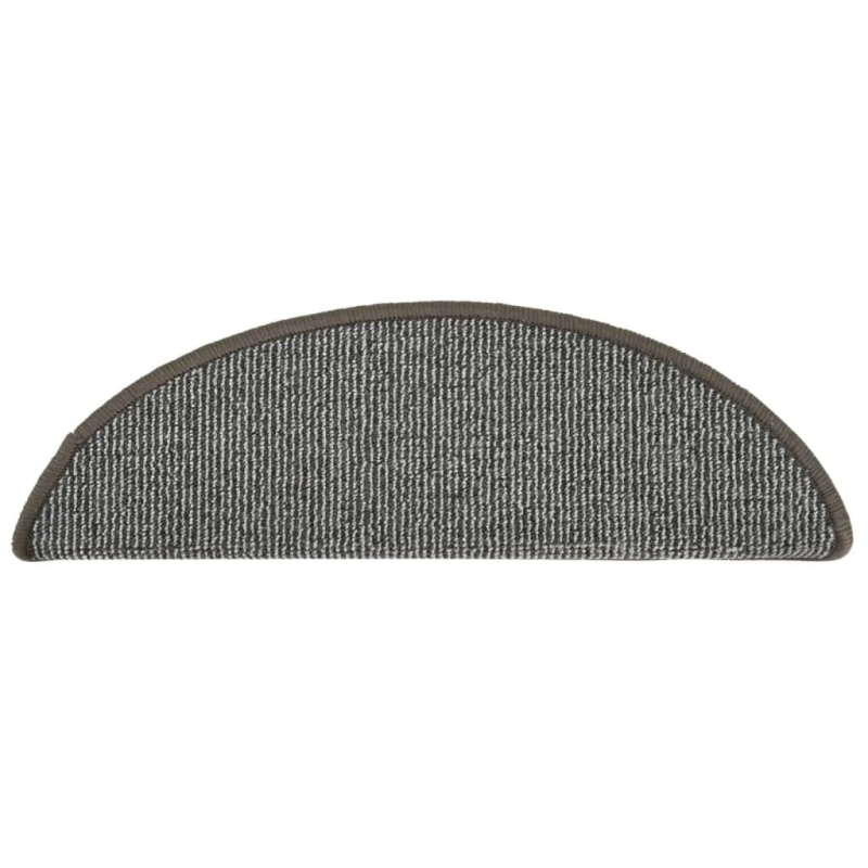 vidaXL kāpņu paklājiņi, 15 gab., 56x17x3 cm, pelēki, pusapaļi