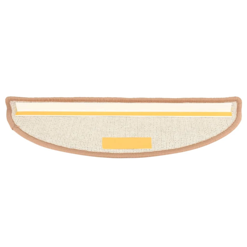 vidaXL kāpņu paklājiņi, 15 gab., 65x21x4 cm, gaiši brūni, pusapaļi, lieli