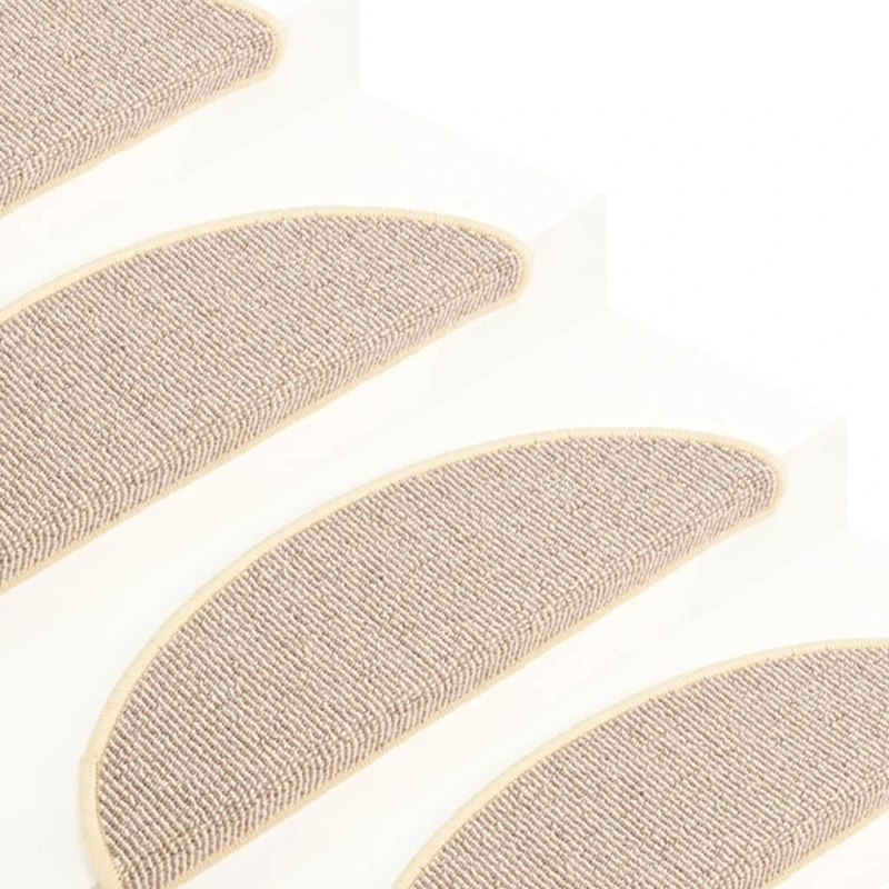 vidaXL kāpņu paklājiņi, 15 gab., 65x21x4 cm, balti un brūni, pusapaļi, lieli