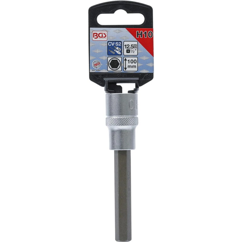 Skrūvgriežu uzgalis muciņā - 10 mm Uzgalis - 1-2" Stiprinājums - 100 mm Garums