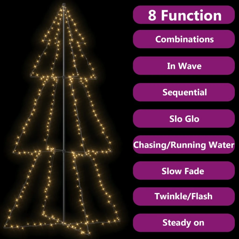 vidaXL Ziemassvētku egle, 300 LED, telpām, āra teritorijai, 120x220 cm