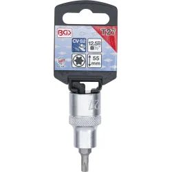 Bit Socket - 12.5 mm ,1-2, Drive - T-Star ,for Torx, T27