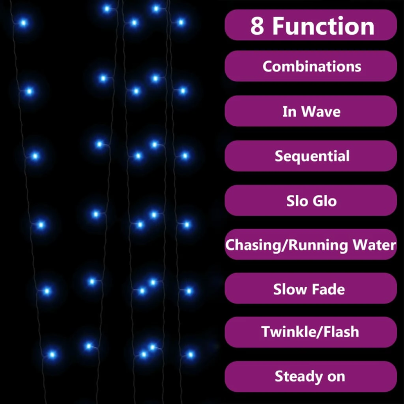 vidaXL solārā lampiņu virtene, 2 gab., 2x200 LED, zila