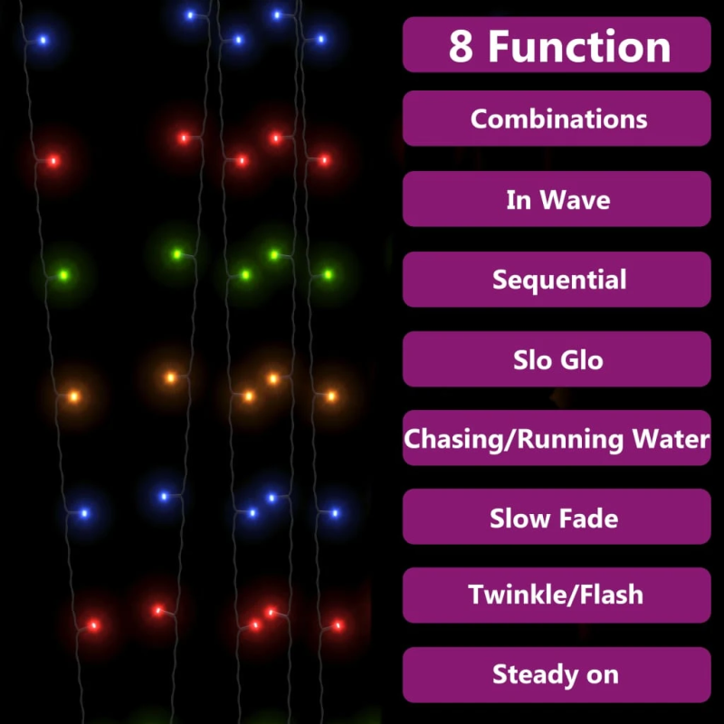 vidaXL solārā lampiņu virtene, 5 gab., 5x200 LED, daudzkrāsaina