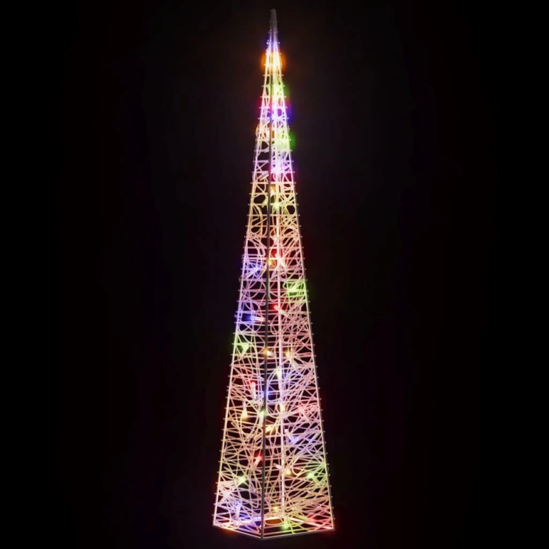 vidaXL LED lampiņu dekorācija, akrils, konusveida, 90 cm, krāsaina