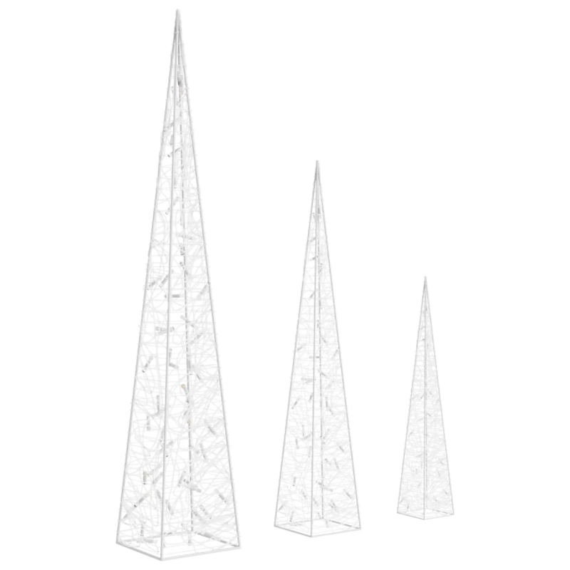 vidaXL dekoratīvi LED lampiņu rotājumi, akrils, 60-90-120 cm, balti