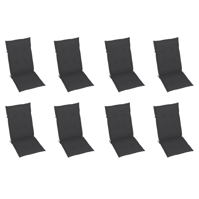 vidaXL dārza krēsli ar matračiem, atgāžami, 8 gab., masīvs tīkkoks