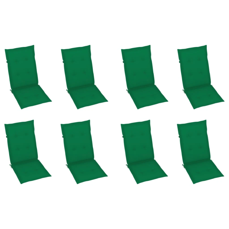 vidaXL dārza krēsli ar matračiem, atgāžami, 8 gab., masīvs tīkkoks