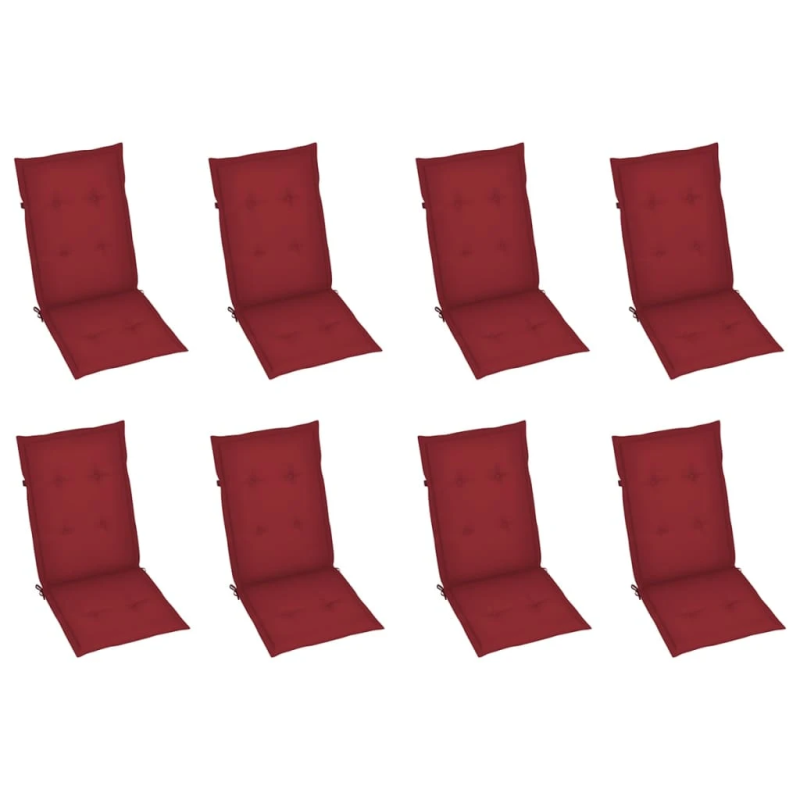 vidaXL dārza krēsli ar matračiem, atgāžami, 8 gab., masīvs tīkkoks