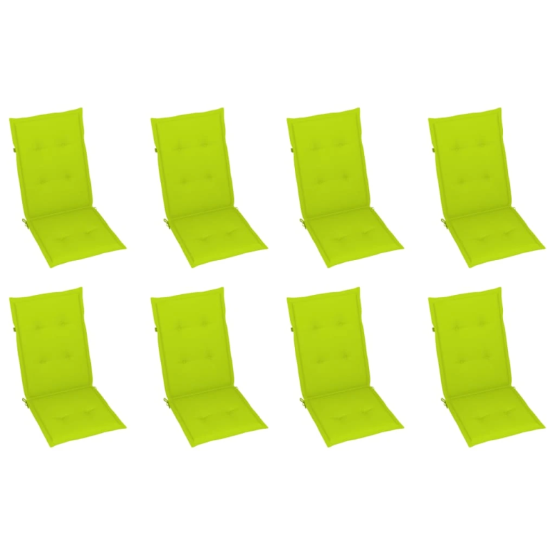 vidaXL dārza krēsli ar matračiem, atgāžami, 8 gab., masīvs tīkkoks