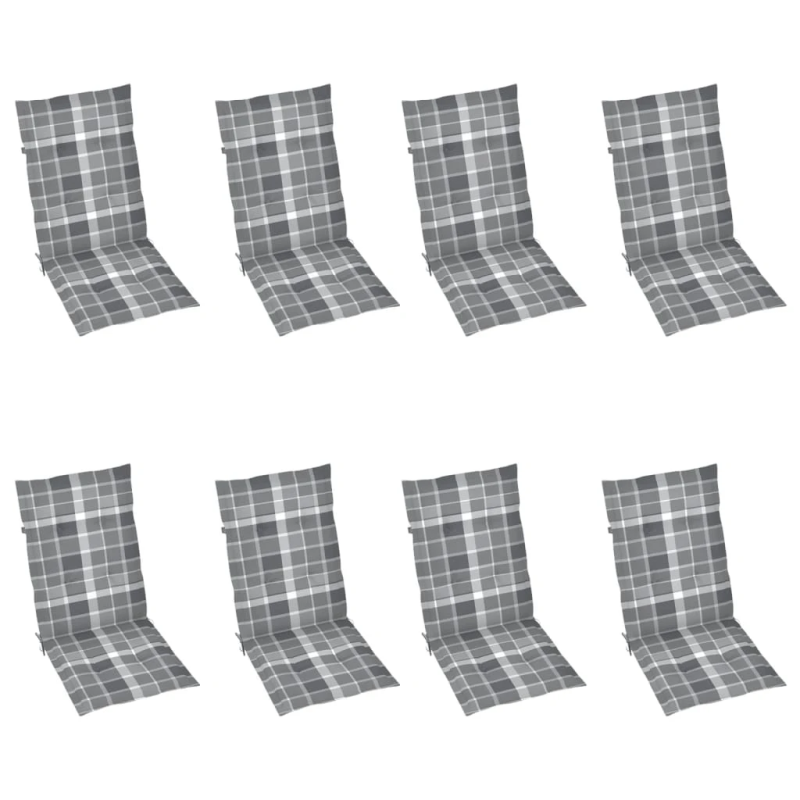 vidaXL dārza krēsli ar matračiem, atgāžami, 8 gab., masīvs tīkkoks