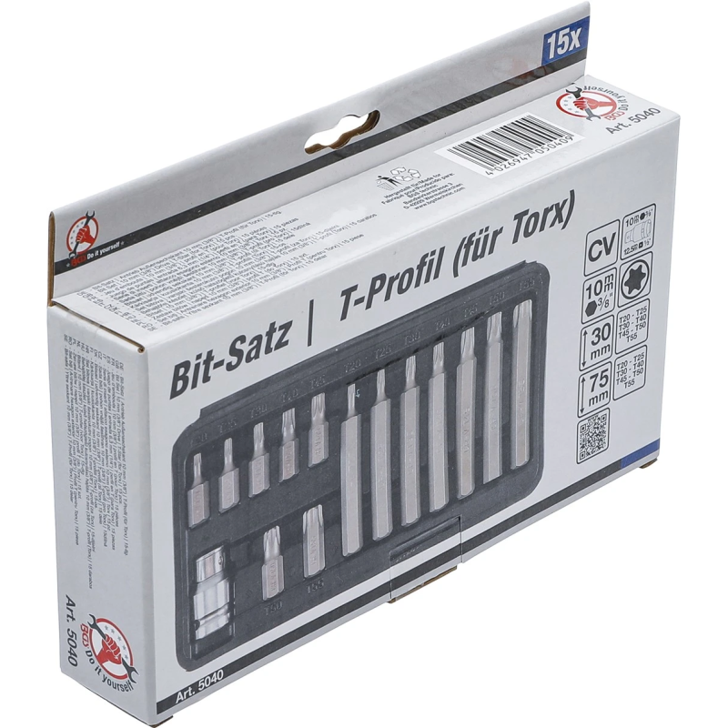 Skrūvgriežu uzgaļu komplekts ar Torx - 3-8 Stiprinājums - 15 gab.