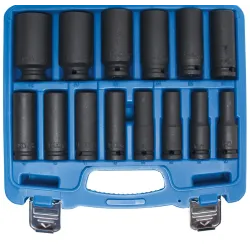 Impact Socket Set, Hexagon - 12.5 mm ,1-2, Drive - 10 - 32 mm - 14 pcs.
