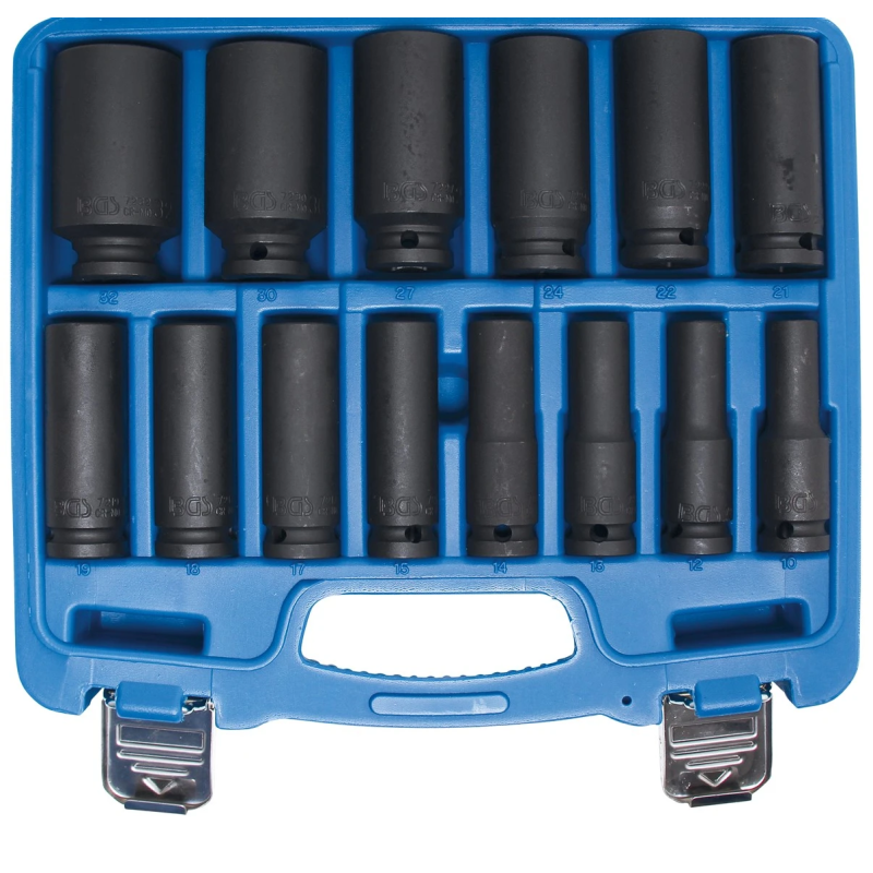 Dziļo triecienmuciņu komplekts - 1-2" savienojums - 10 - 32 mm - 14 gab.