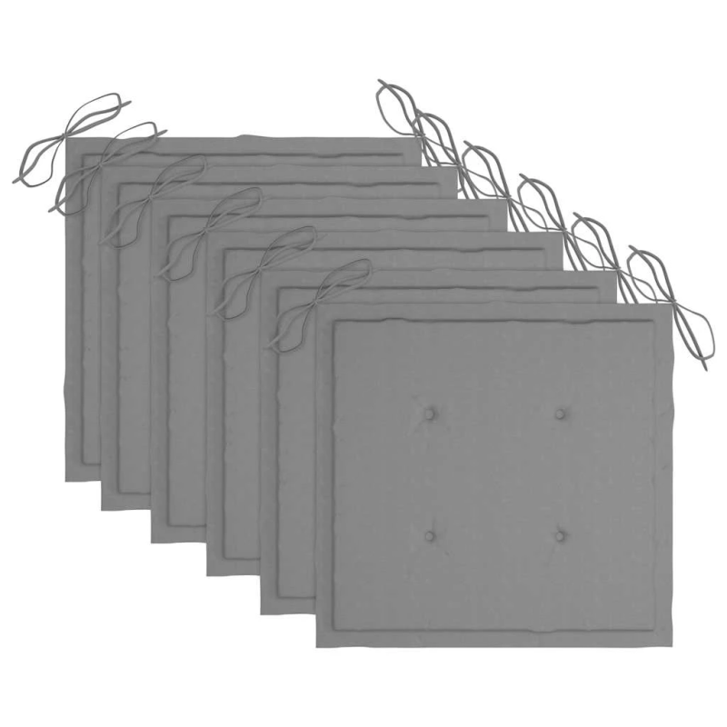 vidaXL saliekami dārza krēsli ar matračiem, 6 gab., masīvs tīkkoks