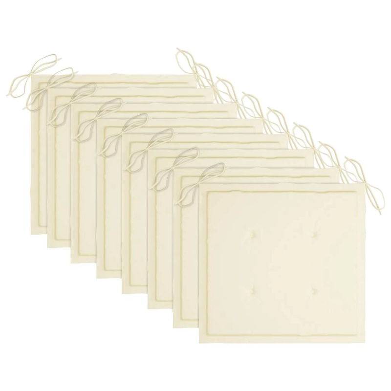 vidaXL saliekami dārza krēsli ar matračiem, 8 gab., masīvs tīkkoks