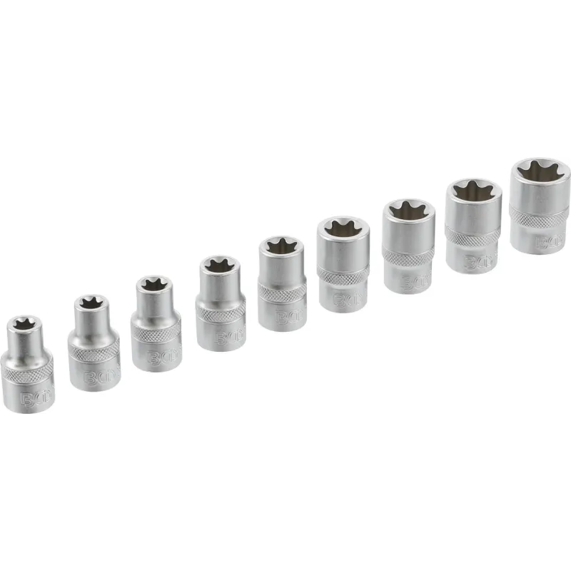 Socket Set, E-Type - 12.5 mm ,1-2, Drive - E10 - E24 - 9 pcs.