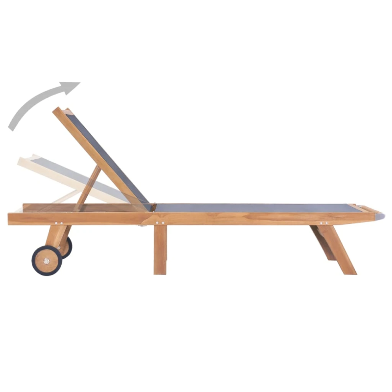 vidaXL sauļošanās zviļņi ar riteņiem, 2 gab., tīkkoks, tekstilēns