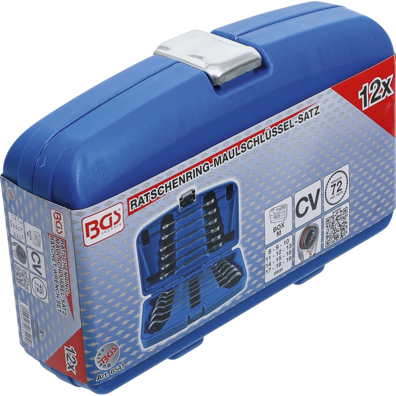 Reverso kombinēto atslēgu komplekts koferī - 8 - 19 mm - 12 gab.