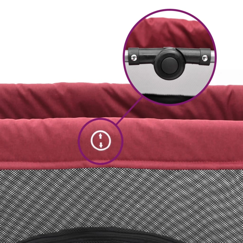 vidaXL bērnu sētiņa ar matraci, sarkans lina audums