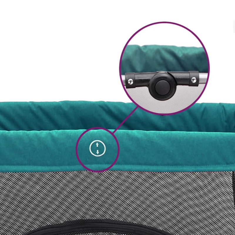 vidaXL bērnu sētiņa ar matraci, zaļš lina audums