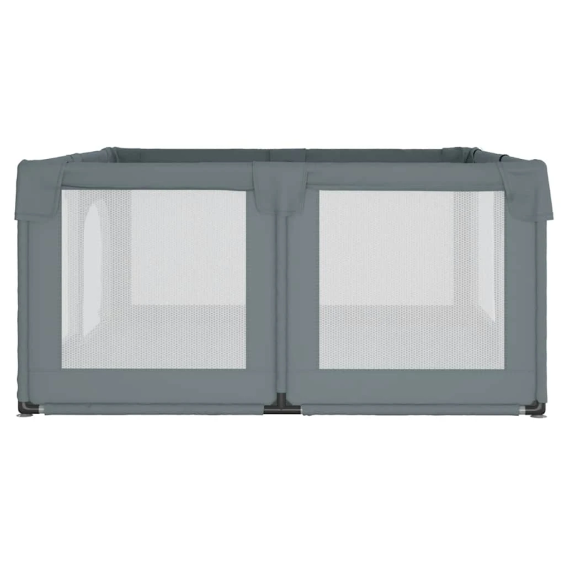 vidaXL bērnu sētiņa ar matraci un 2 durvīm, gaiši pelēks audums