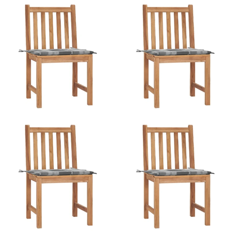 vidaXL dārza krēsli ar matračiem, 4 gab., masīvs tīkkoks