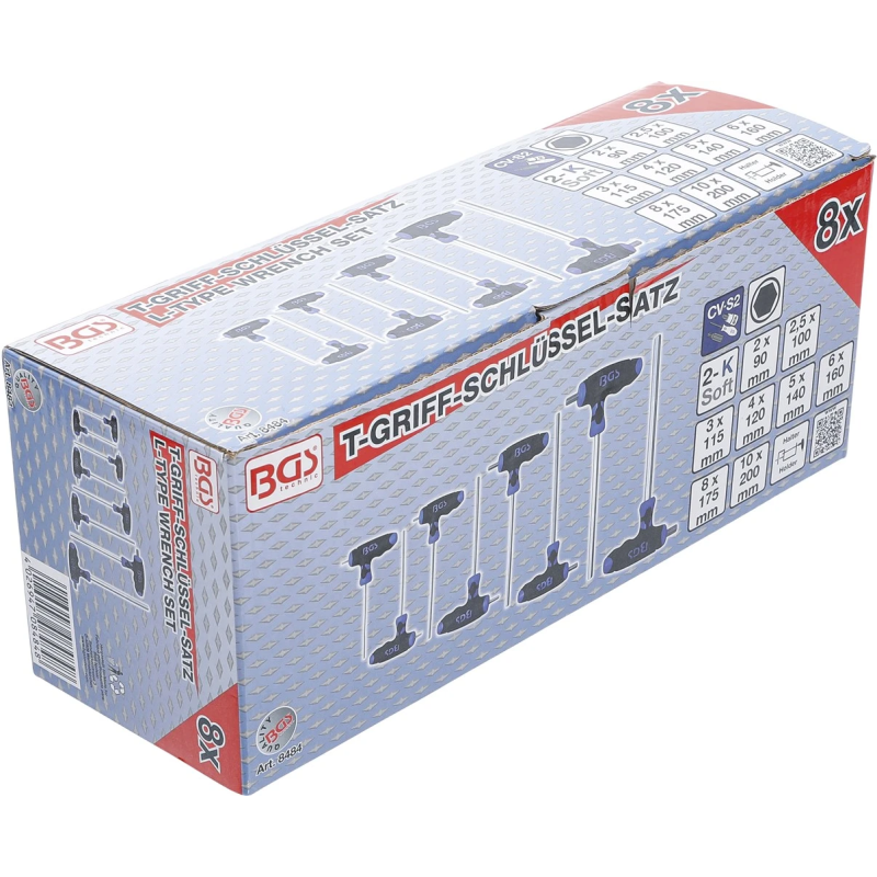 8484 8gb Skrūvgriežņu kompl. T-rokturis iekš 6 kant. 2-10mm BGS