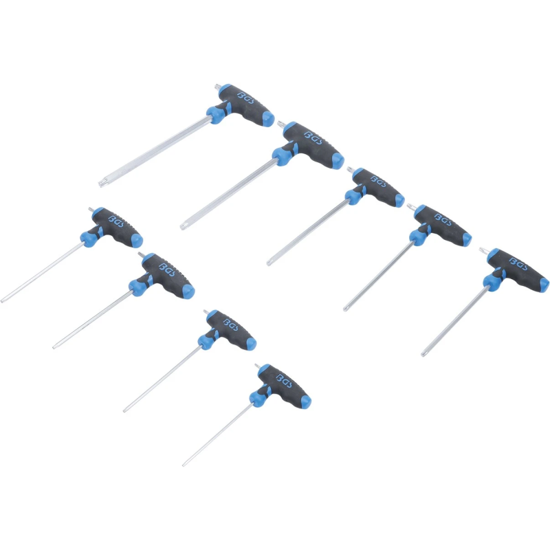 8485 9gb Skrūvgriežņu kompl. T-rokt. TORX T10-T50 BGS