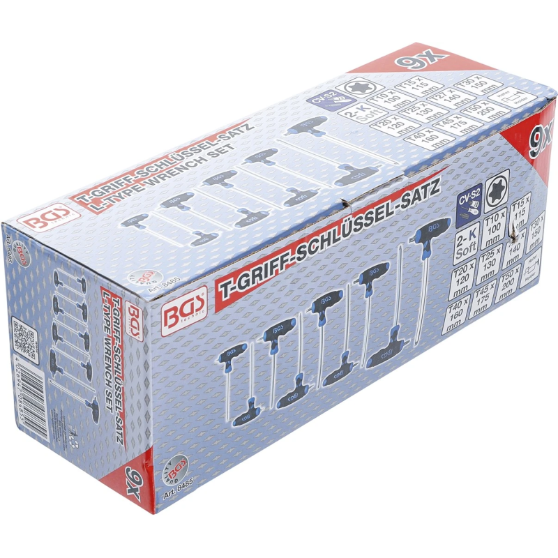 8485 9gb Skrūvgriežņu kompl. T-rokt. TORX T10-T50 BGS