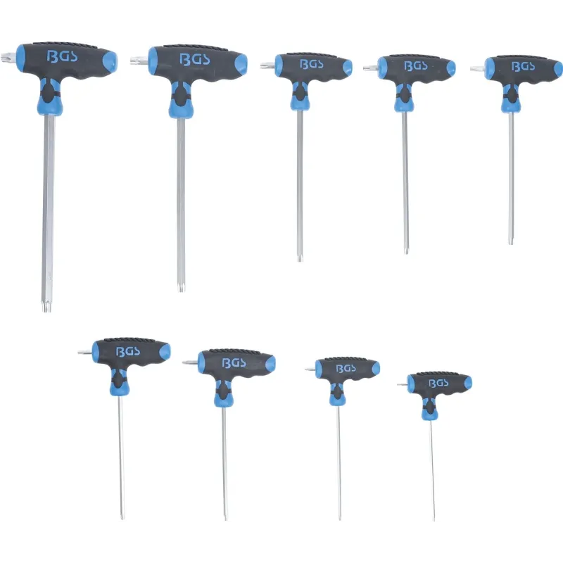 T-Handle Wrench Set - T-Star ,for Torx, T10 - T50 - 9 pcs.