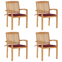 vidaXL dārza krēsli ar matračiem, 4 gab., masīvs tīkkoks