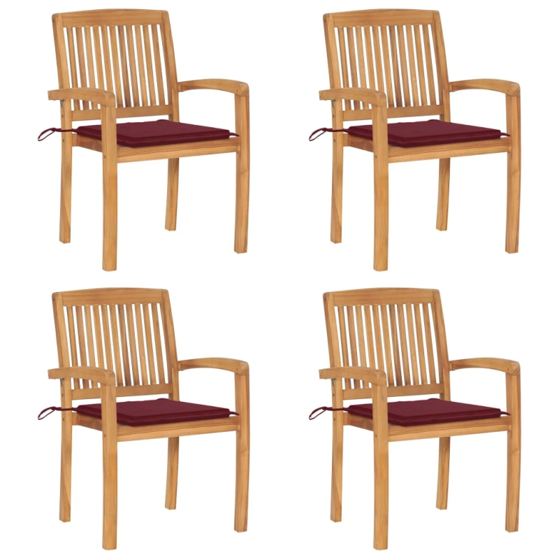 vidaXL dārza krēsli ar matračiem, 4 gab., masīvs tīkkoks