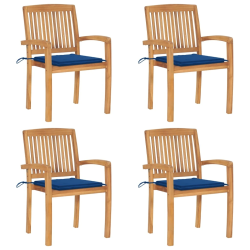 vidaXL dārza krēsli ar matračiem, 4 gab., masīvs tīkkoks