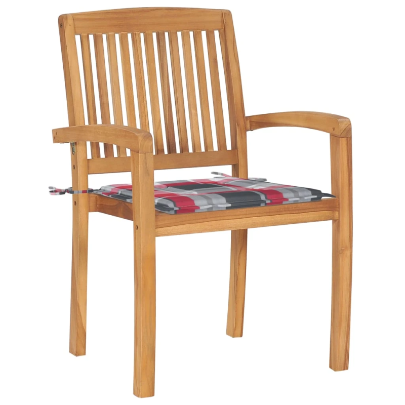 vidaXL dārza krēsli ar matračiem, 4 gab., masīvs tīkkoks