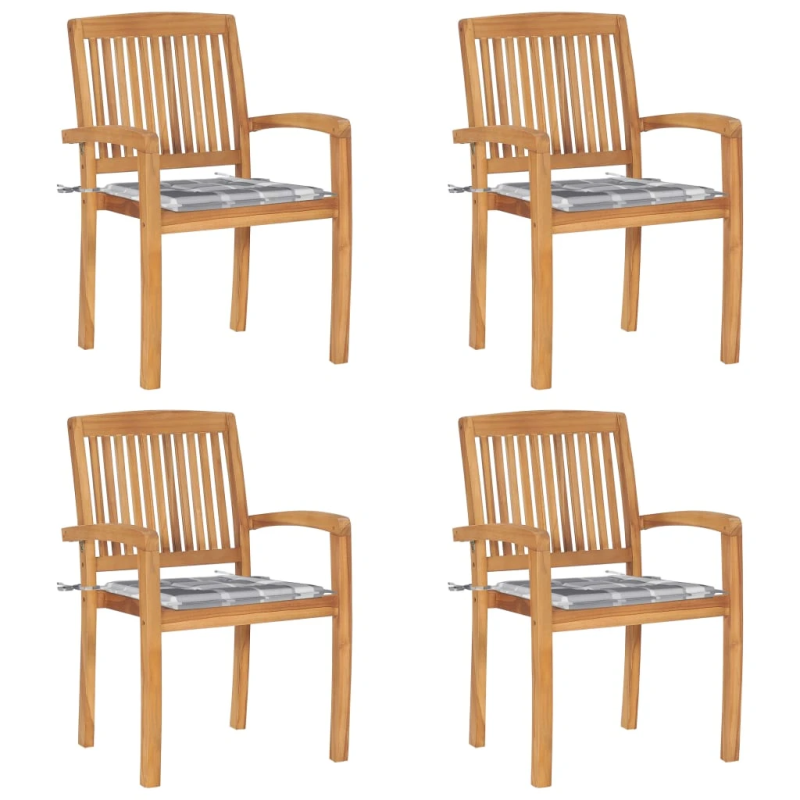 vidaXL dārza krēsli ar matračiem, 4 gab., masīvs tīkkoks