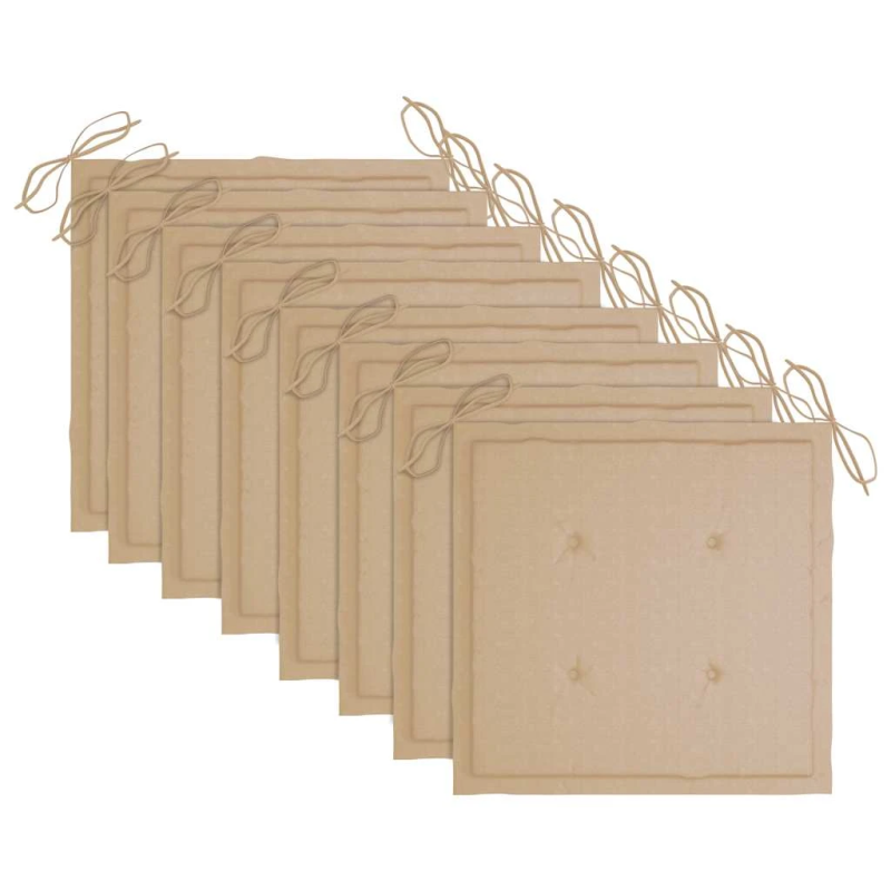 vidaXL dārza krēsli ar matračiem, 8 gab., masīvs tīkkoks