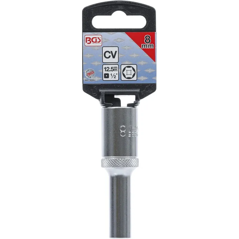 Socket, Hexagon, deep - 12.5 mm ,1-2, Drive - 8 mm