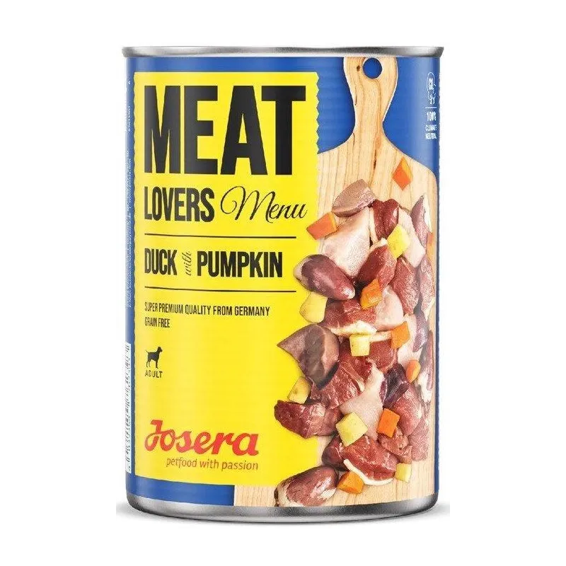 Mitrā barība ,konservi, suņiem Josera Meat Lovers Duck with Pumpkin, pīles gaļa-gaļa-ķirbis, 0.8 kg