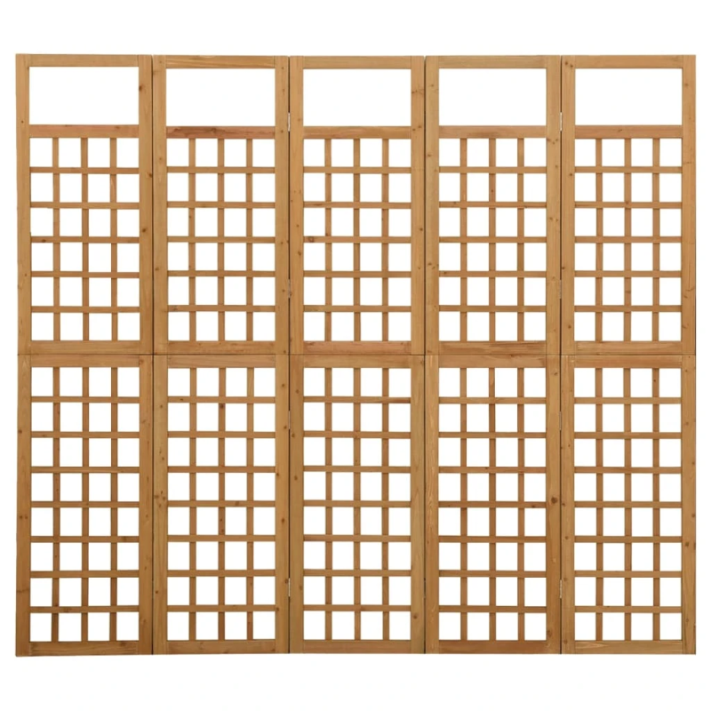 vidaXL 5 paneļu istabas aizslietnis, egles masīvkoks, 201,5x180 cm