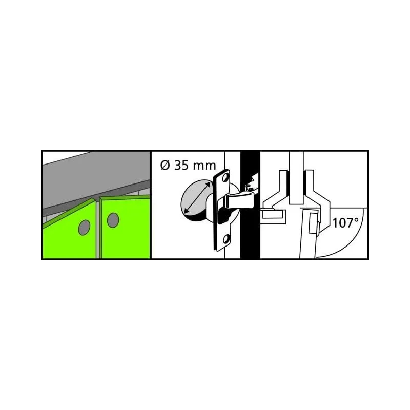 Lankstas baldams Blum, 3.5 cm, 107 °, nikelio sp., 2 vnt.