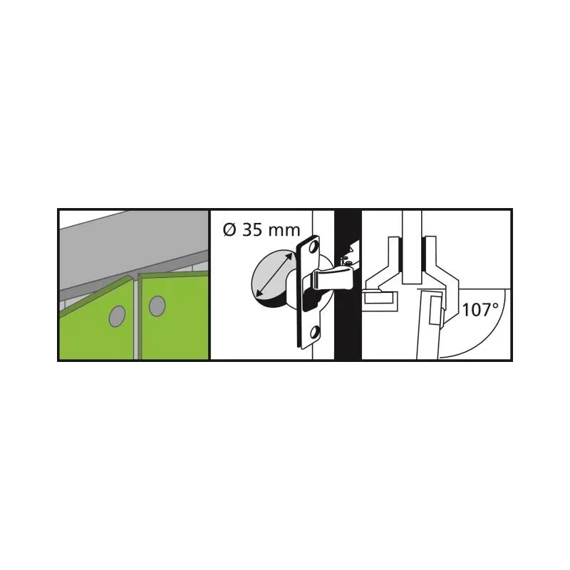 Lankstas baldams Blum, 3.5 cm, 107 °, nikelio sp., 2 vnt.